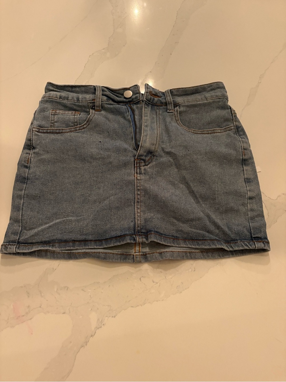 SHEIN Light Blue Denim Mini Skirt
